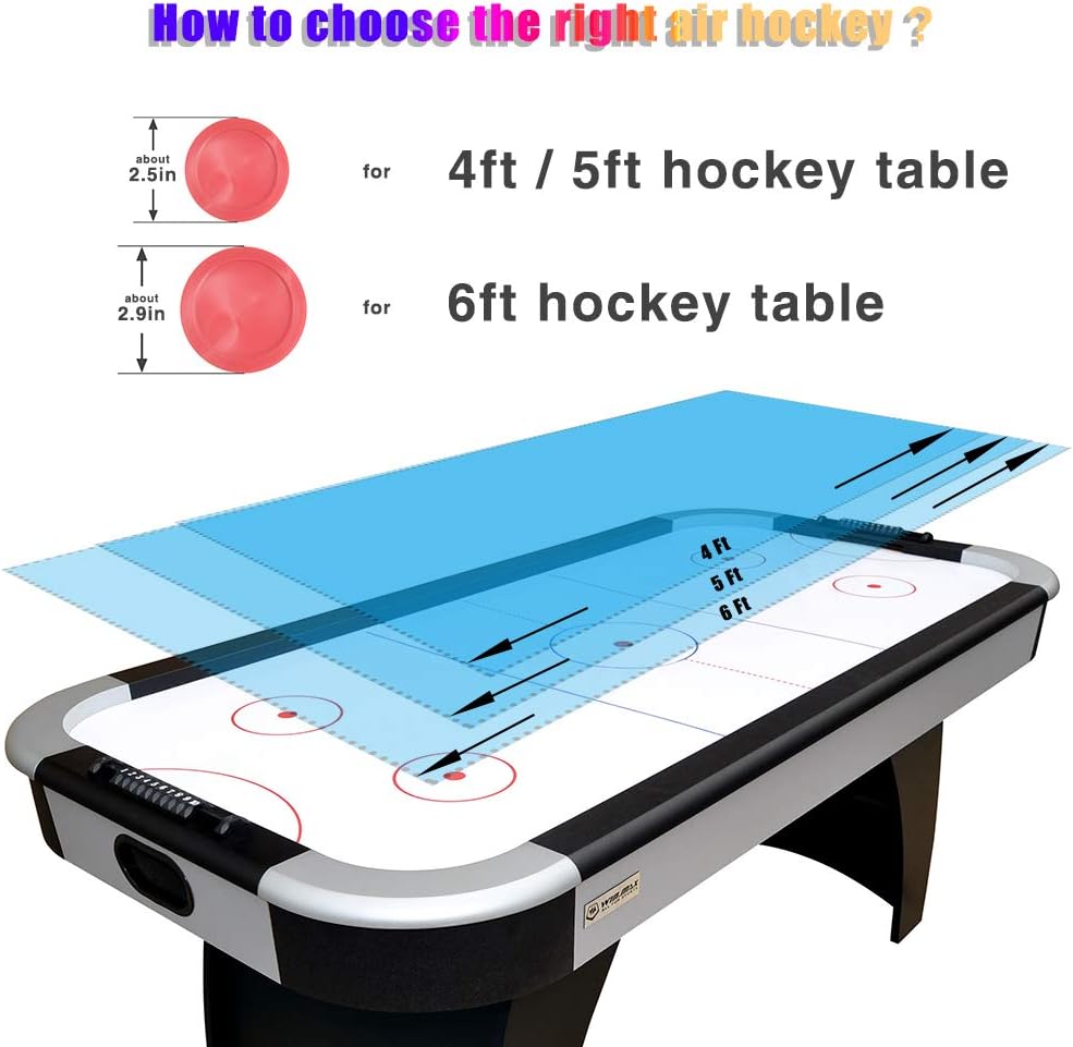 JS&YY Juego de 4 discos y paletas de hockey de aire, accesorios de aire, adecuados para mesas sobre pies, rojo