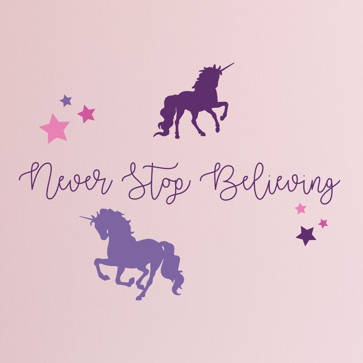 Unicorn Stickers for Kids Room – Never Stop Believing Magical Themed Wall Decor – Vinyl Mural for Girls or Boys Bedroom, Baby Nursery, or Playroom