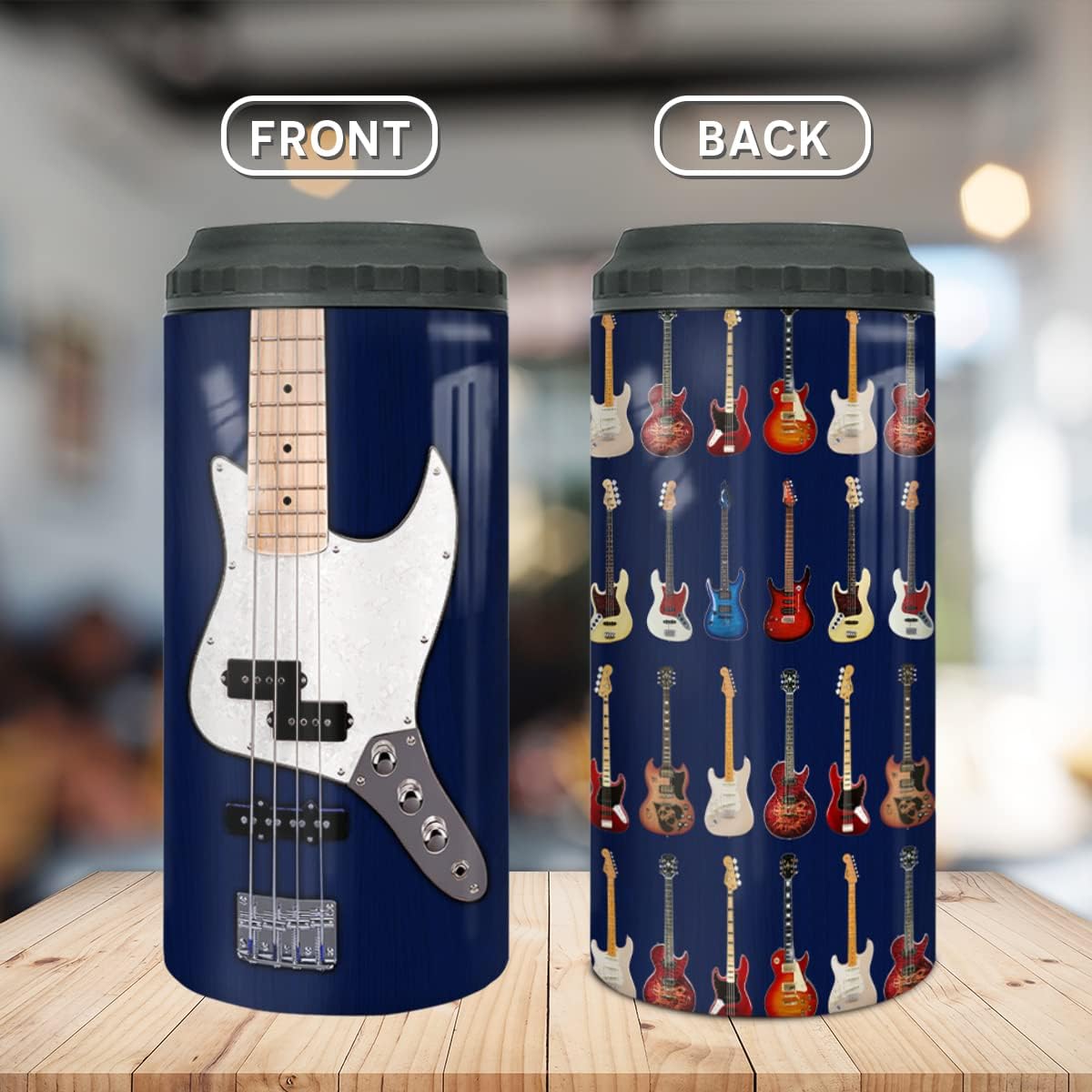 wowcugi Regalos de guitarra, vaso de guitarra eléctrica, enfriador de latas, 4 en 1, regalos de guitarrista, tazas de café con aislamiento de acero