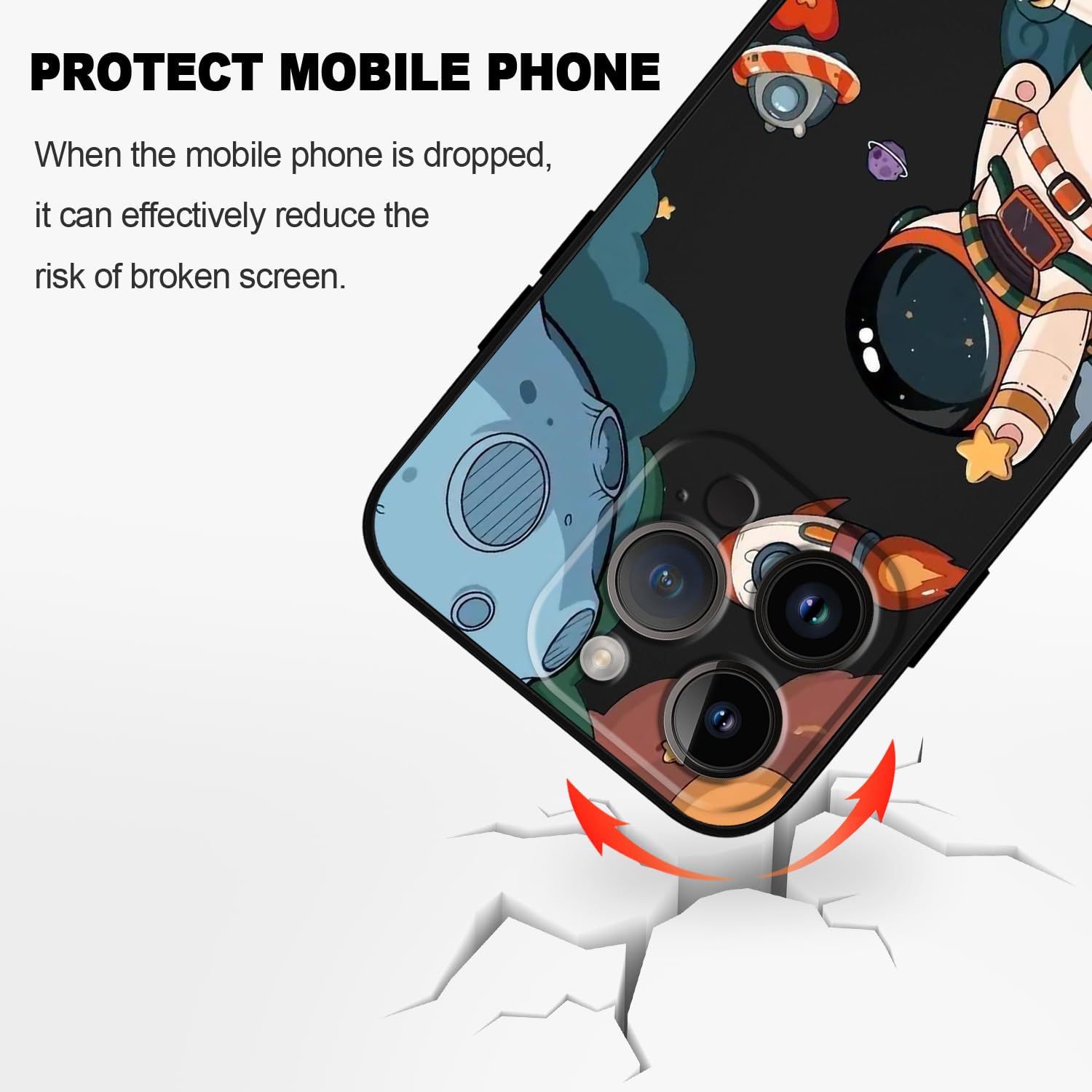 LEECG Funda para iPhone 15 Pro, para iPhone 15 Pro, diseño de patrón creativo lateral de astronauta, silicona líquida a prueba de golpes, suave para