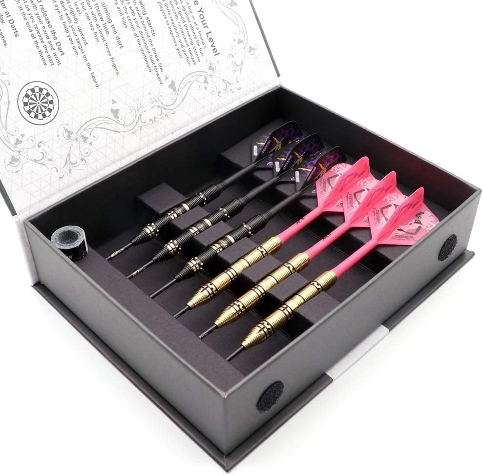 CUESOUL Jazz-Metal – Juego de dardos de punta de acero de lujo, 0.74 oz0.85 oz0.92 oz con vuelos integrados AK5