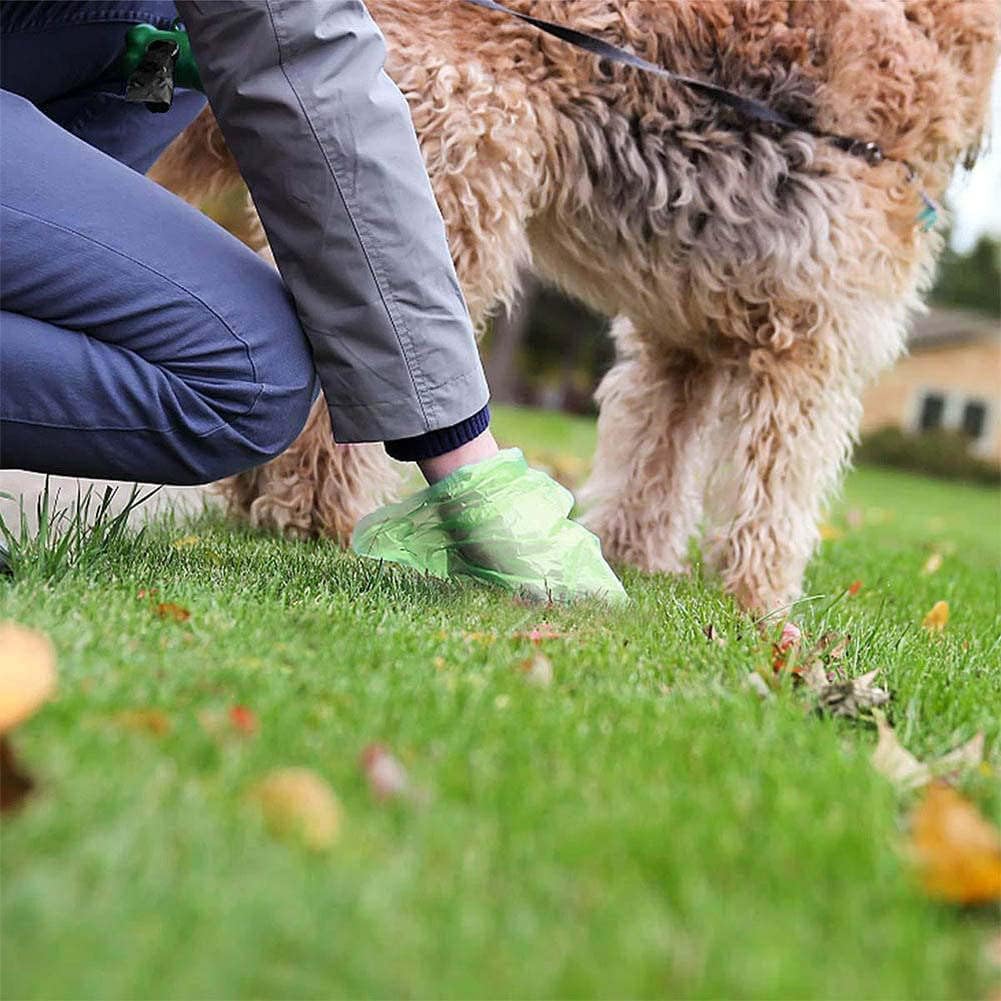 Bolsas para excrementos de perro, 13 x 9 pulgadas, extra fuertes y a prueba de fugas, bolsas verdes con dispensador y clip para correa
