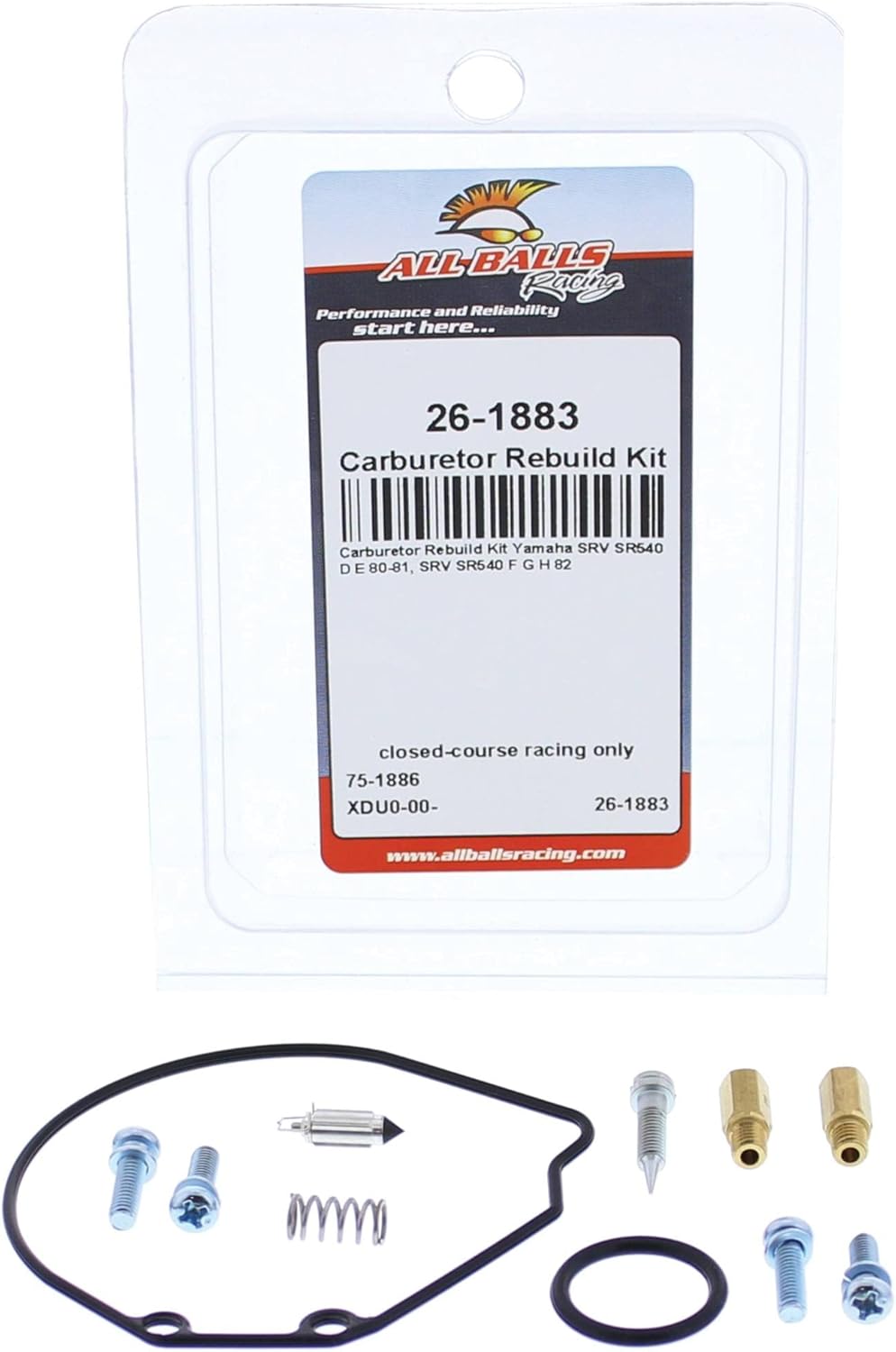 All Balls Racing Kit de reconstrucción de carburador 26-1883 compatible conrepuesto para Yamaha SRV SR540 D E 1980-1981, SRV SR540 F G H 1982