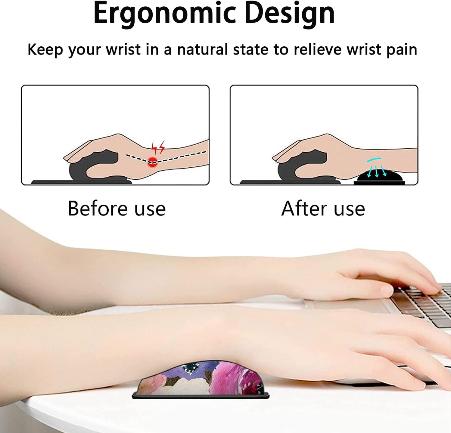 Alfombrilla grande para mouse, alfombrilla de escritorio de oficina extendida, 31.5 x 11.8 pulgadas, reposamuñecas ergonómico de espuma