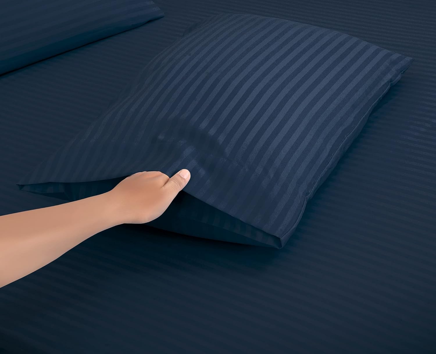 Royale Linen – Juego de sábanas a rayas, microfibra cepillada de 1800 hilos, 1 sábana bajera, 1 sábana encimera, 2 fundas de almohada, resistente a