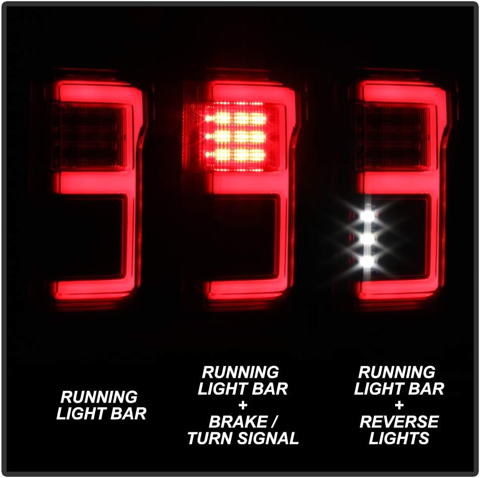 ACANII – Para 2015 2016 2017 Ford F150 camión wsensor de punto ciego rojo claro completo LED luz tubo luces traseras lámparas de freno