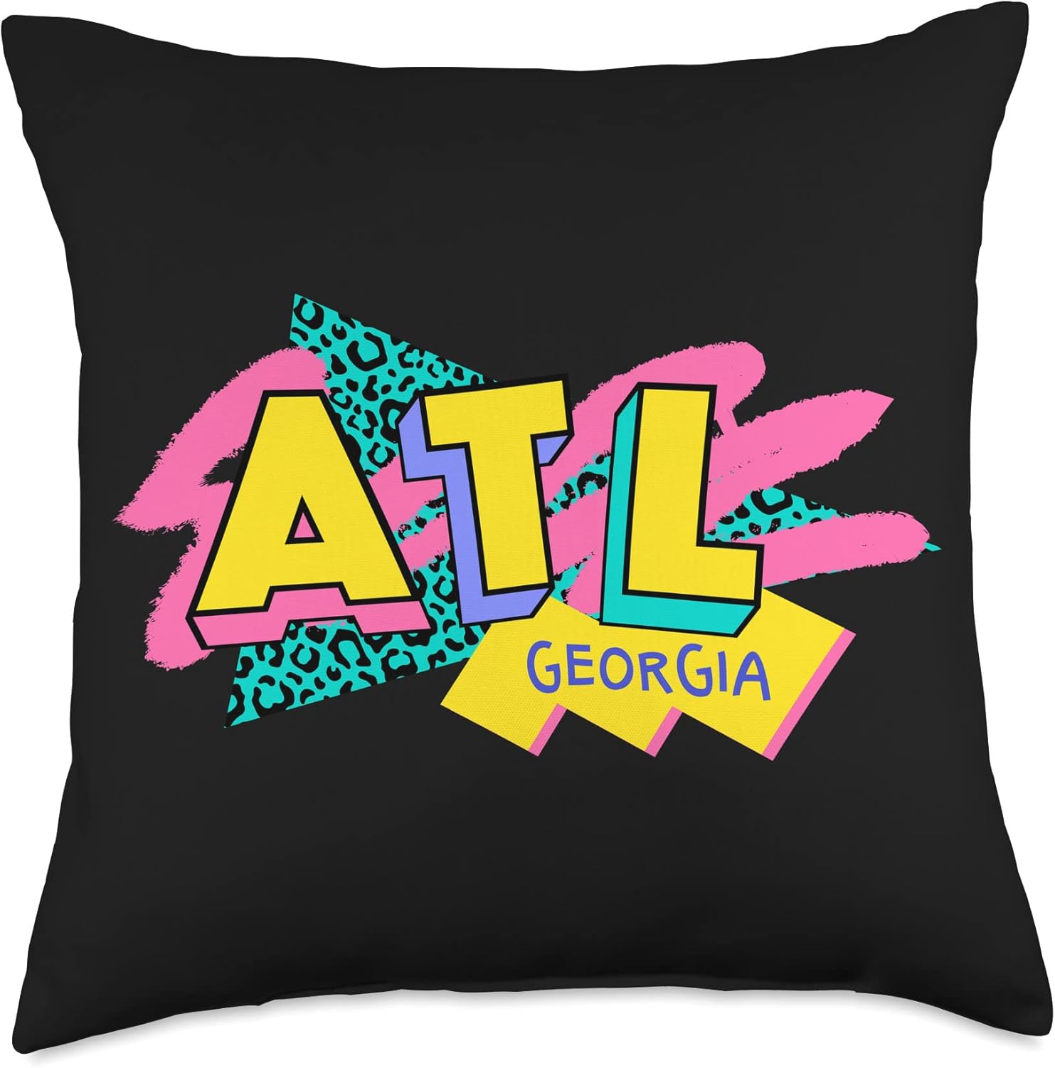 90s Nostalgia 90s Kid Atlanta Georgia Retro ATL Rad Retro Atlanta Style ATL 90s Nostalgia – Almohada de 18 x 18 pulgadas, multicolor