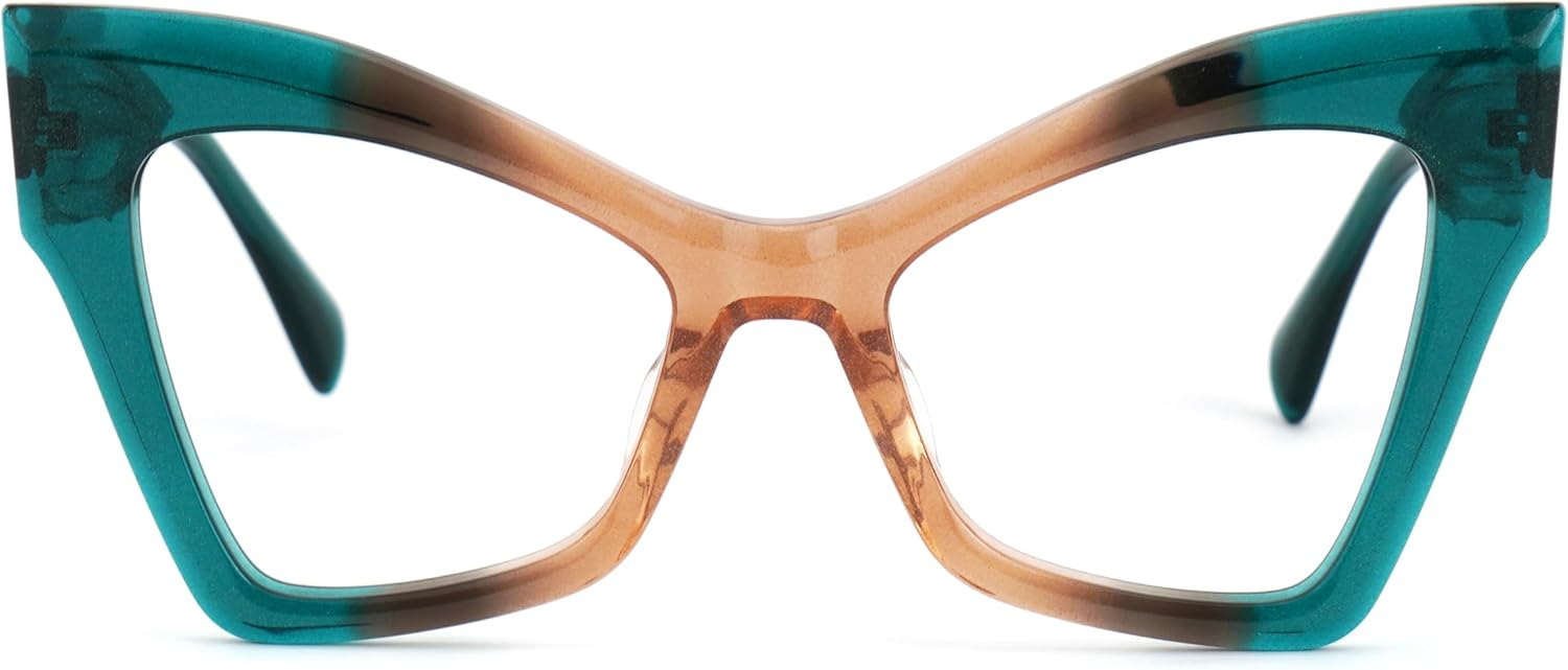 VOOGLAM Lentes de bisagra de resorte de ojo de gato para mujer, luz azul y bloqueo UV400, marcos elegantes de acetato para computadora, teléfonos, TV