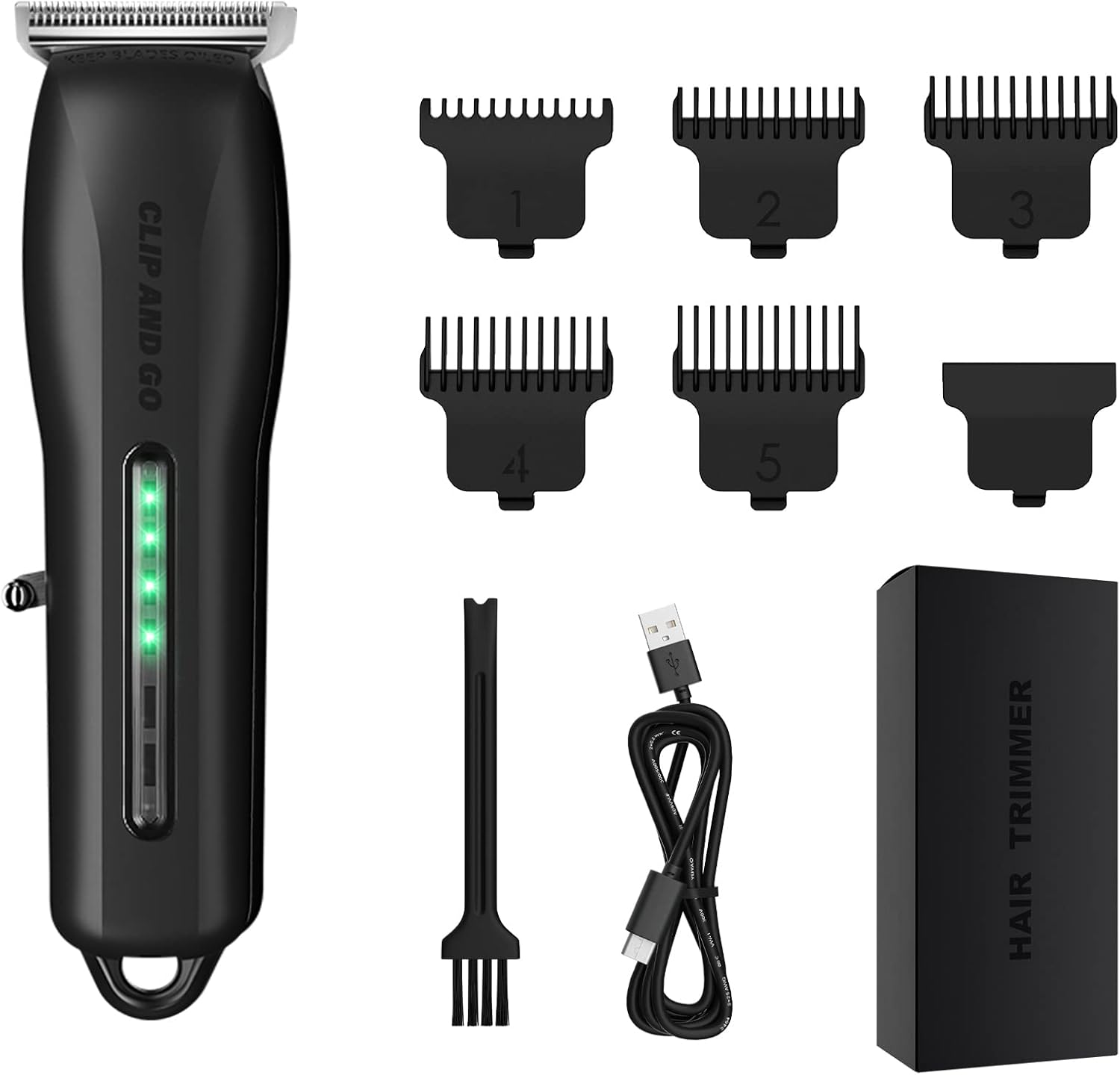 Cortapelos y recortadora de pelo recargable inalámbrica, recortadora de barba para hombres, recortadora de barba ajustable con 5 peines límite, kit