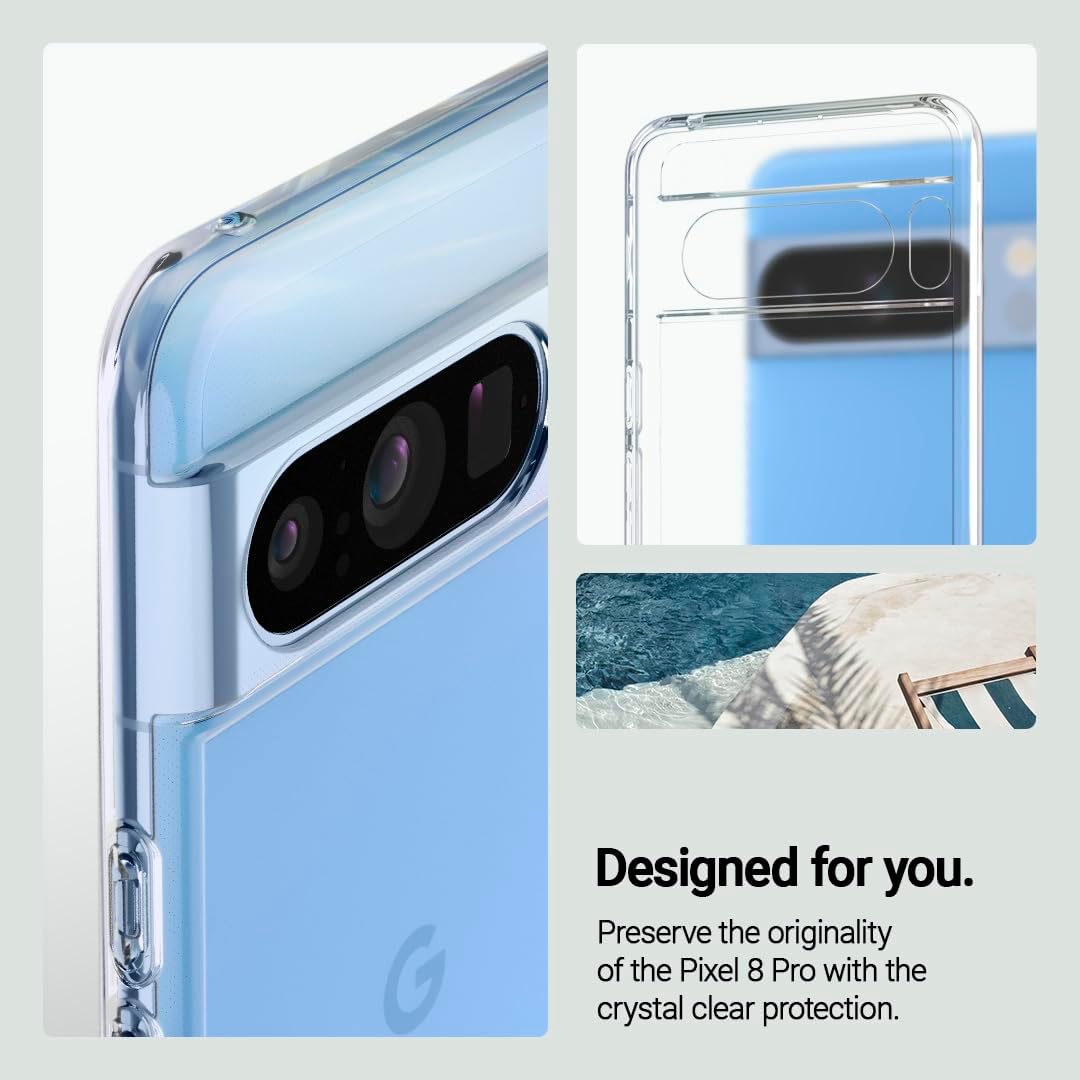 Caseology Capella – Funda transparente compatible con Google Pixel 8 Pro 5G prueba de caídas de grado militar (2023), transparente