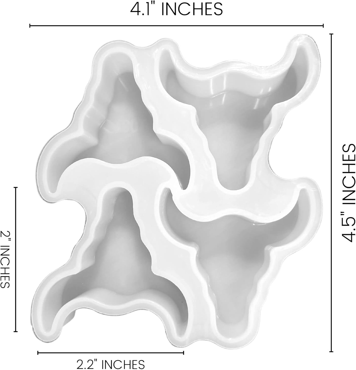 Molde para bandeja de silicona Freshie con 4 calaveras de toro  Tamaño del clip de ventilación 4.1 pulgadas de ancho x 4.55 pulgadas de largo x 0.8