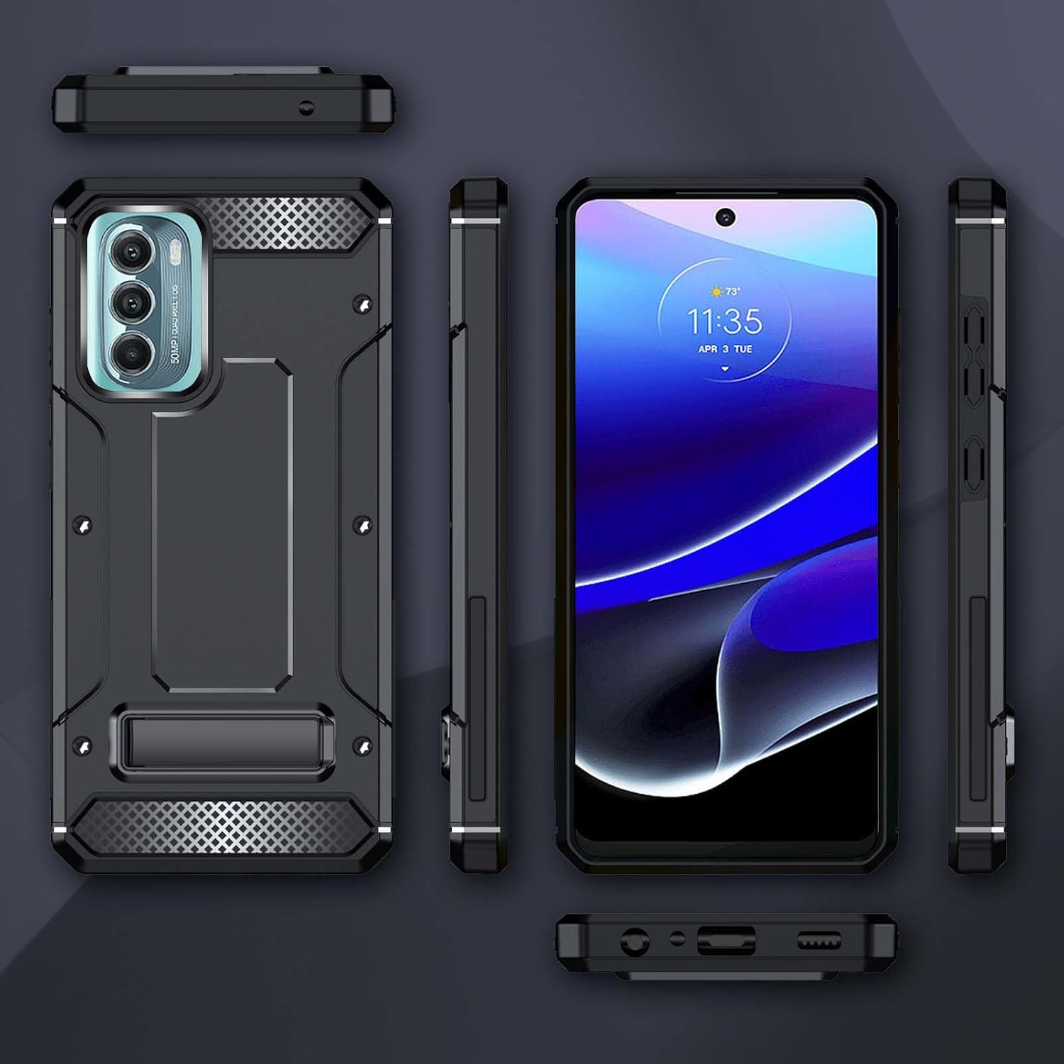 Asuwish Funda para teléfono Moto G Stylus 2022 4G con protector de pantalla de vidrio templado y soporte delgado y resistente de grado militar,