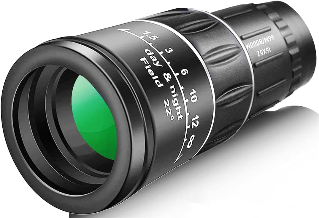 Monocular HD de 16 x 52 para adultos, FMC – Telescopio monocular compacto de mano para observación de aves, vida silvestre, concierto, alcance de