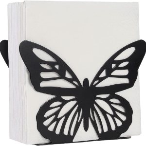 MIAO JIN Servilletero de mariposa para cocina, servilletero, bar, cafetería, restaurante, servilleta de acero inoxidable negro para servilletas de MIAO JIN Servilletero de mariposa para cocina, servilletero, bar, cafetería, restaurante, servilleta de acero inoxidable negro para servilletas de