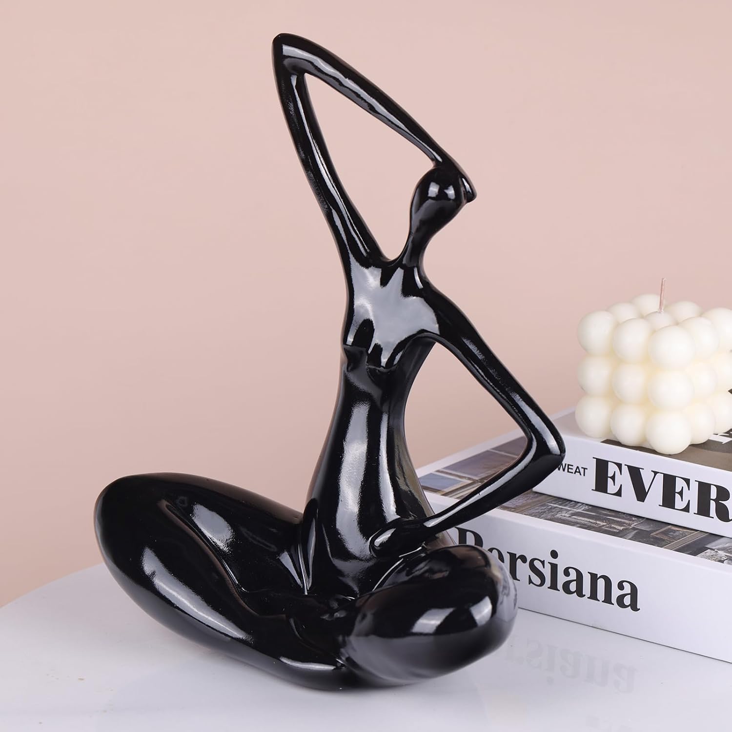 XMGZQ Estatua de dama negra, arte abstracto, escultura femenina, decoración del hogar, decoración moderna negra, estatuas abstractas para sala de