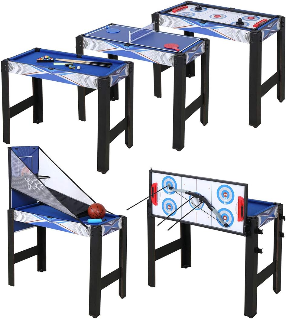 HLC Mesa de juego combinada múltiple de 3 pies 5 en 1, juego de mesa plegable de combinación de juegos múltiples con mesa de billar, mesa de hockey,