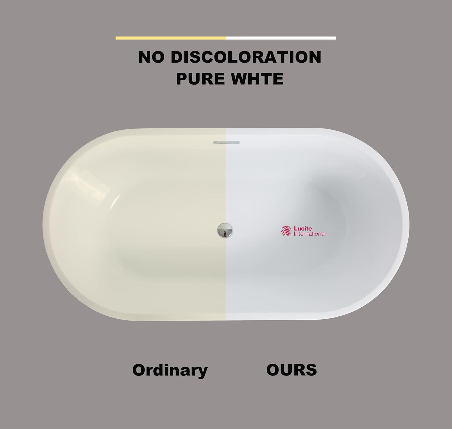 OMGO – Bañera independiente de acrílico de 67 pulgadas, bañera contemporánea con desbordamiento cromado y manguera de drenaje proporciona, patas