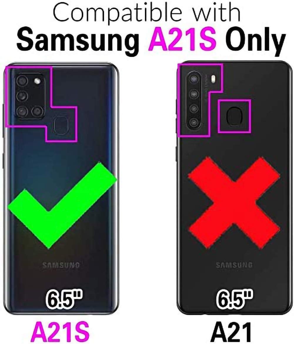 Asuwish Funda de teléfono para Samsung Galaxy A21S con protector de pantalla de vidrio templado y cubierta para cámara deslizante, soporte