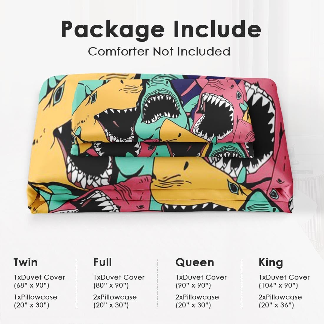 Juego de funda de edredón, juego de ropa de cama con diseño de tiburón, animales marinos, océano, para niños y adultos, decoración de dormitorio,