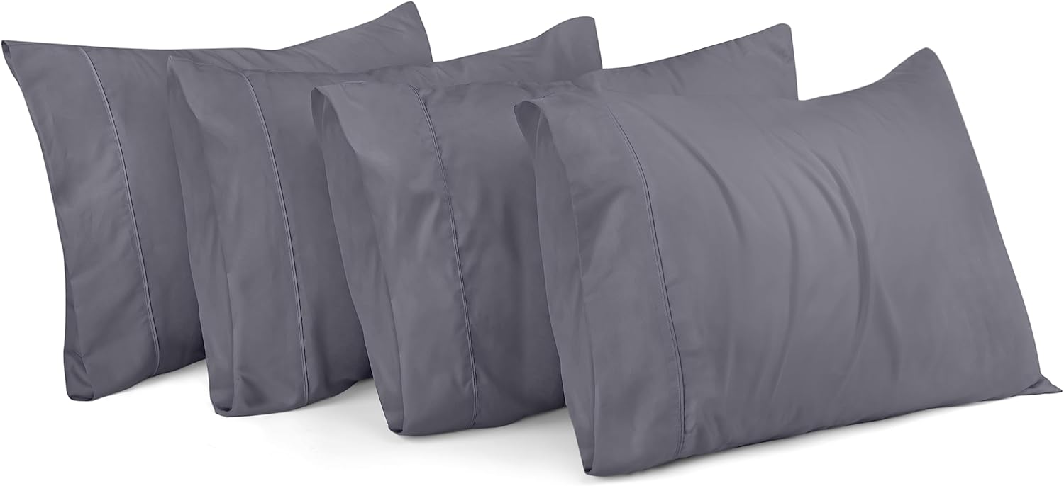 Utopia Bedding Fundas de almohada estándar  Paquete de 4  Cierre de sobre  Tela de microfibra cepillada suave  Fundas de almohada resistentes al