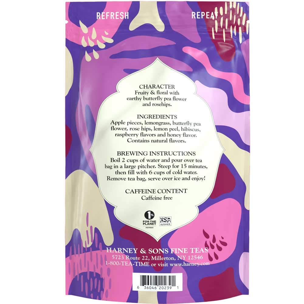 Harney & Sons Indigo Punch – Bolsas de té helado de hierbas, con ct, flor de guisante de mariposa, 15 unidades (paquete de 1)