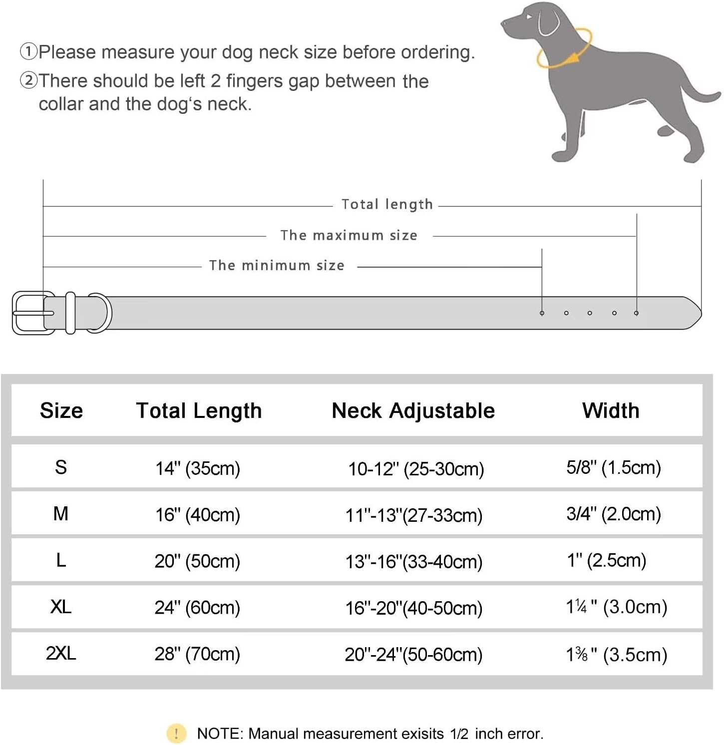 Didog Collar de perro de cuero personalizado, collares de perro grabados con placa de identificación personalizada, collar personalizado acolchado