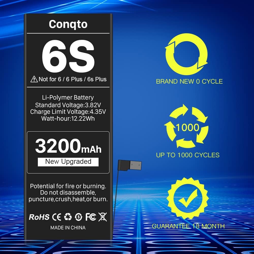 3200 mAh Batería para iPhone 6S (nueva versión 2023), nuevo reemplazo de batería de 0 ciclos de mayor capacidad mejorada para iPhone 6S modelo