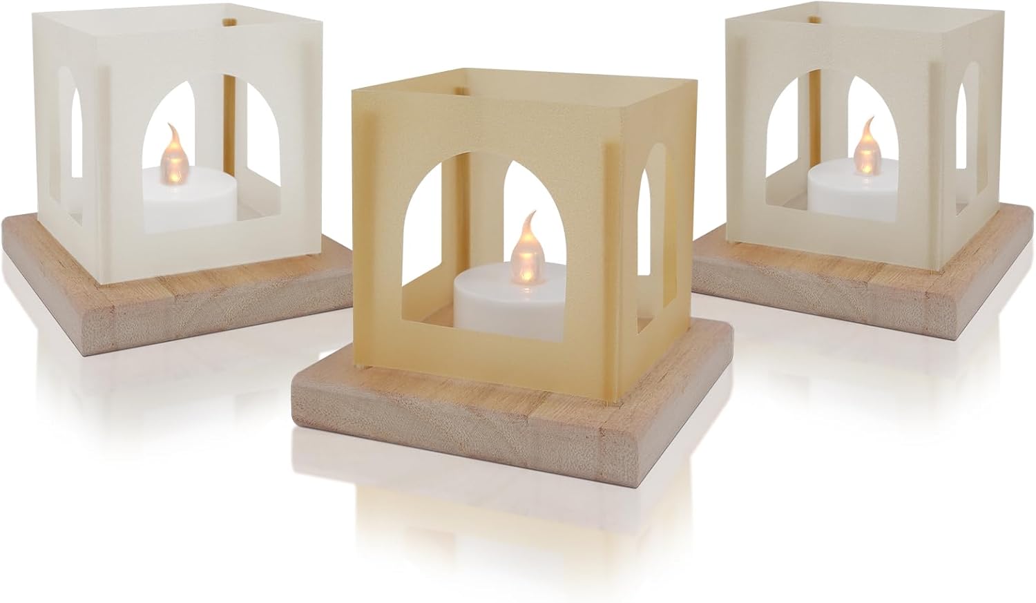 FueLye Paquete de 12 faroles decorativos de granja, mini linterna rectangular decorativa con velas LED sin llama para centro de mesa, Halloween,