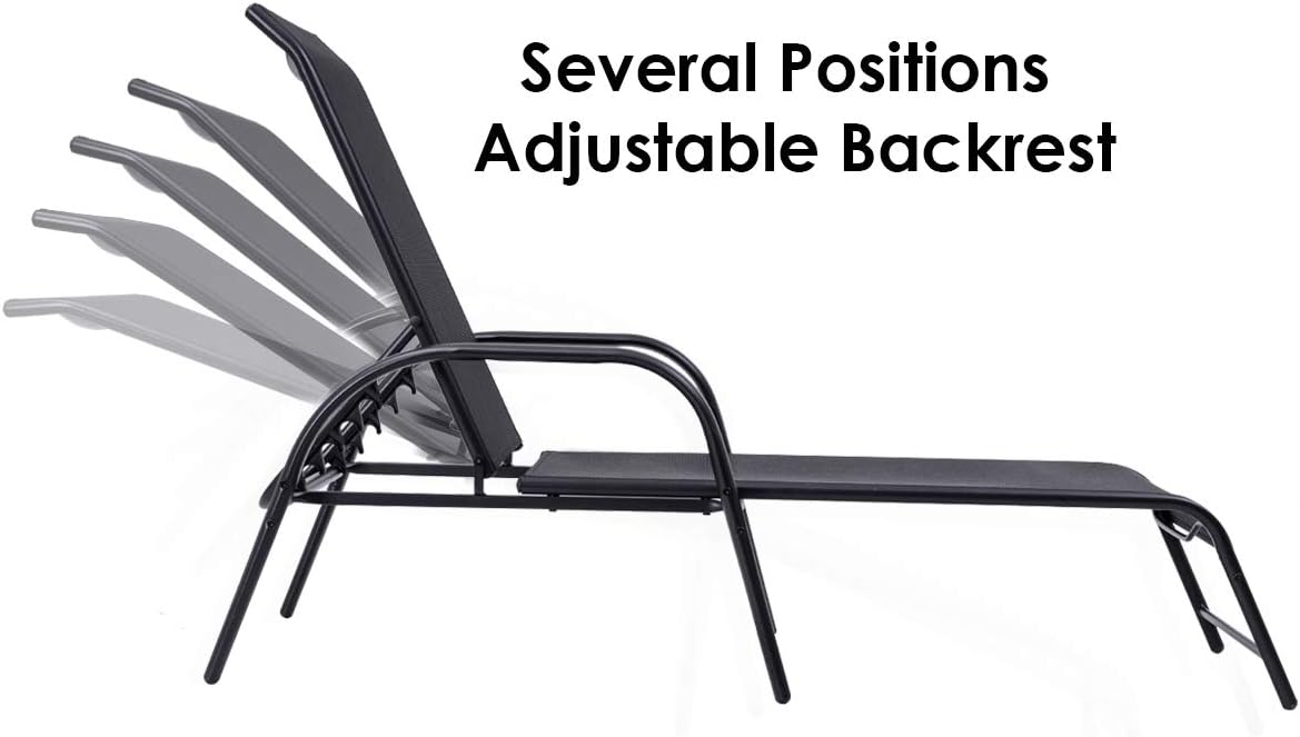 Giantex Tumbona de patio al aire libre, sillas de salón ajustables, muebles de asiento de patio, 5 posiciones ajustables, tumbona para patio trasero