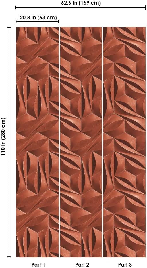CONCORD WALLCOVERINGS  Papel tapiz geométrico para pared, diseño de hexágonos de dormitorio, cobre, 63 pulgadas de ancho x 110 pulgadas de alto, 3