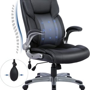 Silla de oficina ejecutiva de respaldo alto, silla ergonómica de cuero para computadora con brazos abatibles acolchados, bloqueo de inclinación Silla de oficina ejecutiva de respaldo alto, silla ergonómica de cuero para computadora con brazos abatibles acolchados, bloqueo de inclinación
