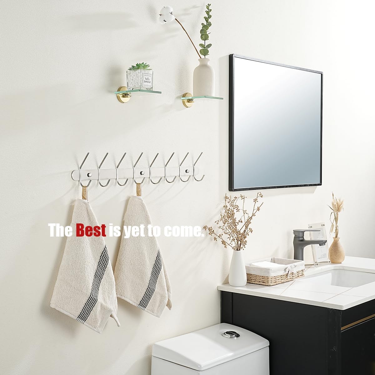 JQK Pequeños estantes flotantes de vidrio dorado, repisas de exhibición de 4 pulgadas para pared, mini decoración, sala de estar, dormitorio, baño,