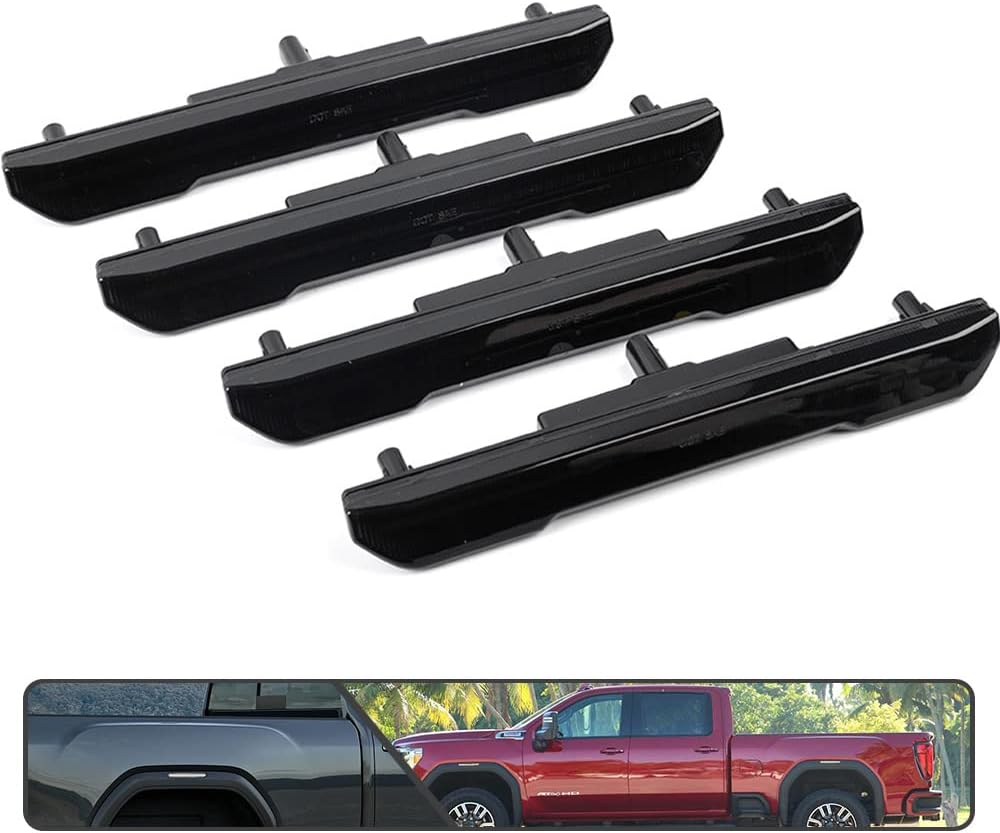 4 luces LED de color blanco completo para GMC Sierra 2500HD 3500HD 3500HD 2020 2021 2022 Luz indicadora de giro de guardabarros, reemplazo de la
