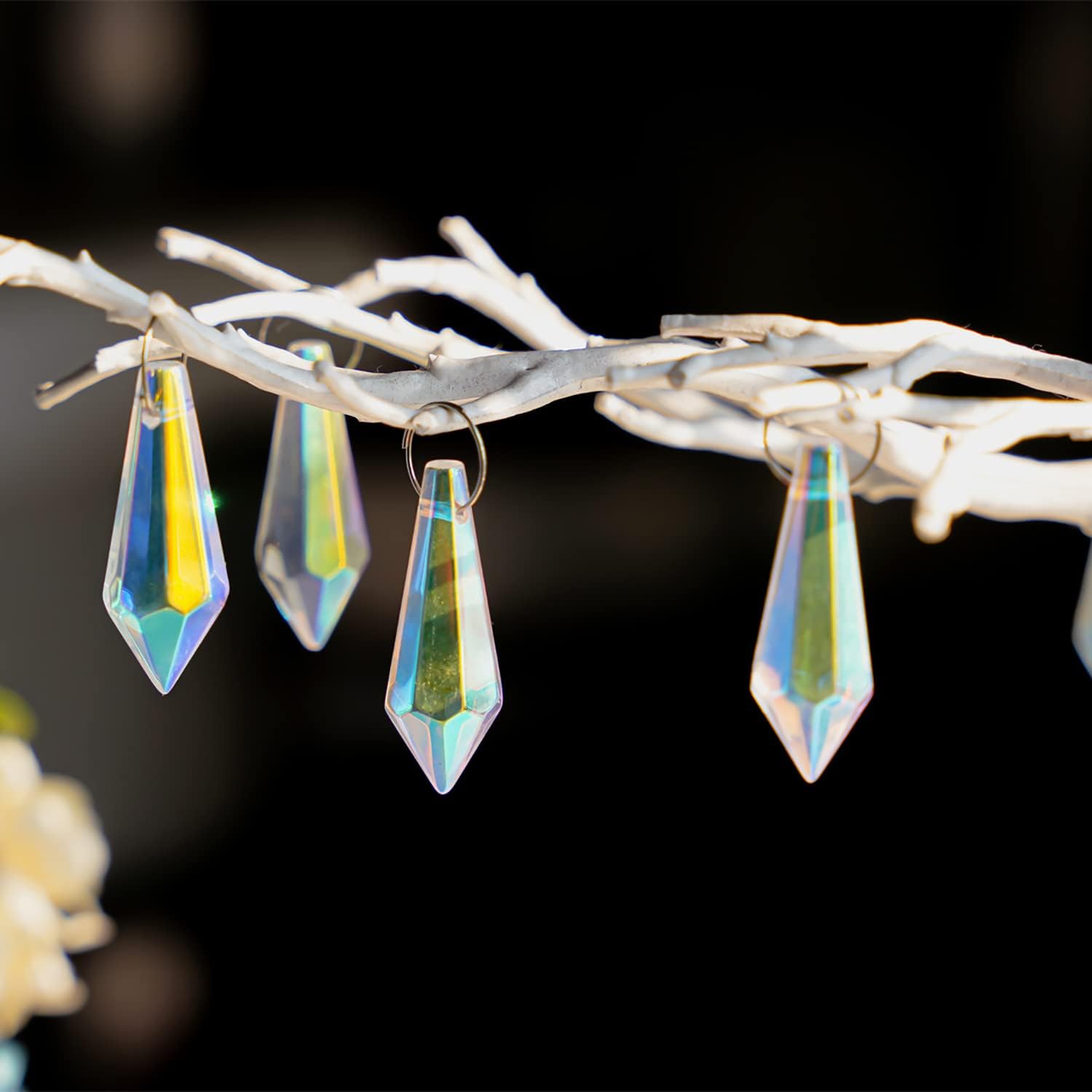 50 colgantes de prismas de carámbano de cristal de 1.496 pulgadas, candelabros de carámbanos, colgantes de cristales, colgantes, lámpara de gotas,