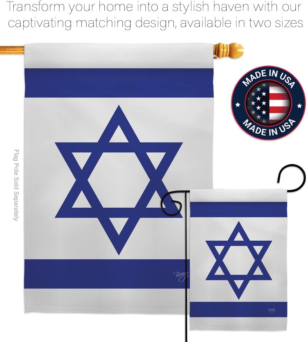 Breeze Decor Bandera de Israel – Juego de asta de bandera israelí para el hogar, letrero para patio, poste de tumba, soporte de cementerio, tapiz al