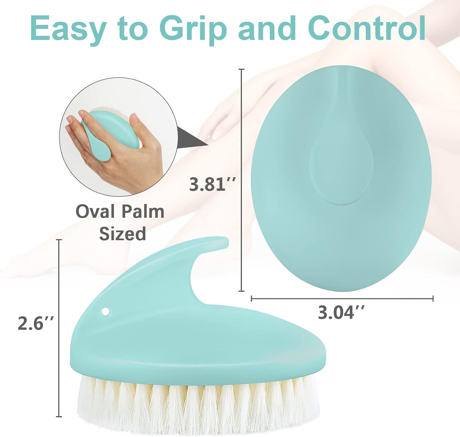 Cepillo corporal antideslizante para drenaje linfático y celulitis, cepillo exfoliante para piel seca y muerta (1 unidad, azul)