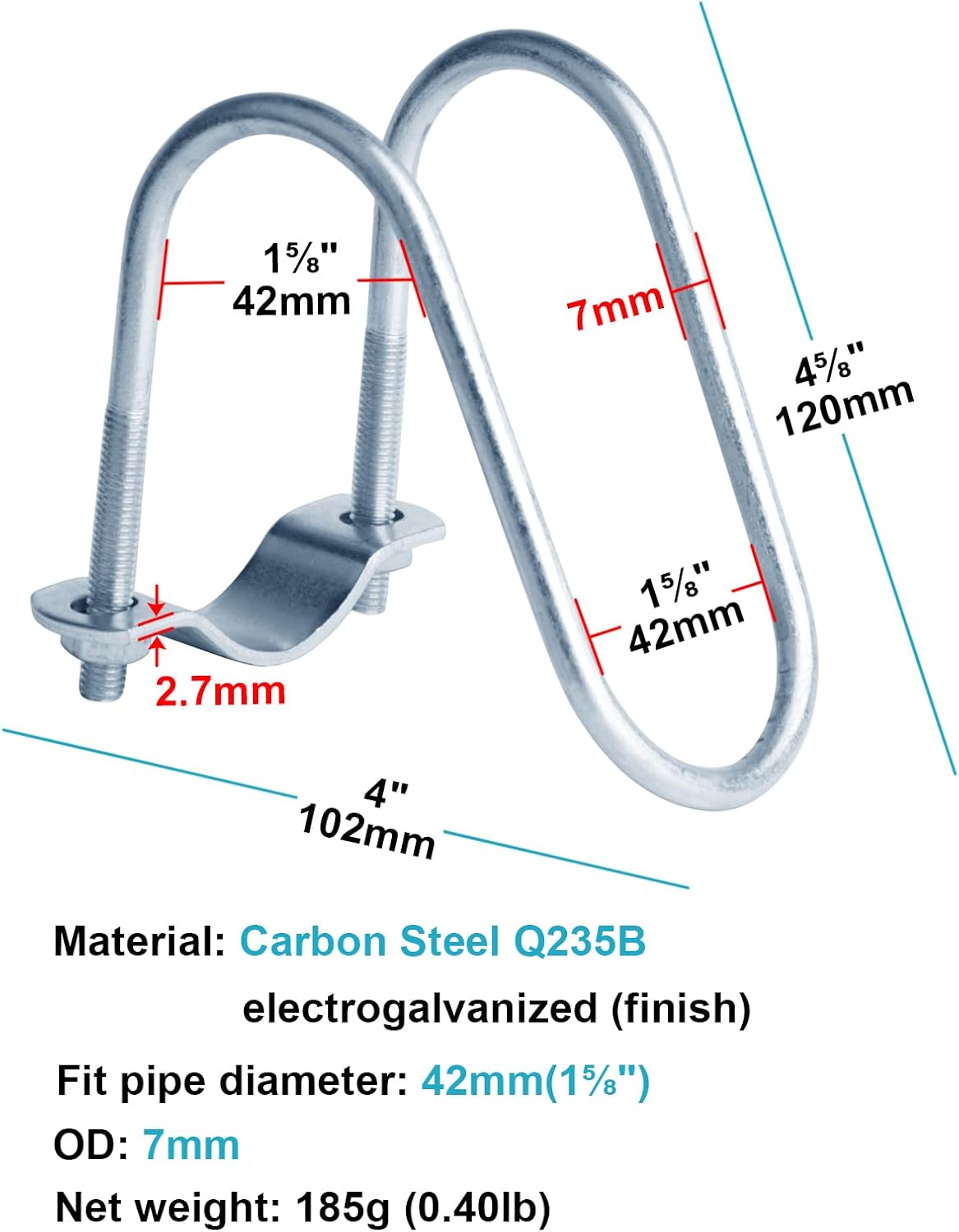 eoere 10 juegos de 1-58 pulgadas (1.654 in) de conector cruzado vertical para tubo, abrazaderas cruzadas, hebilla de tubo, fijador de conector de