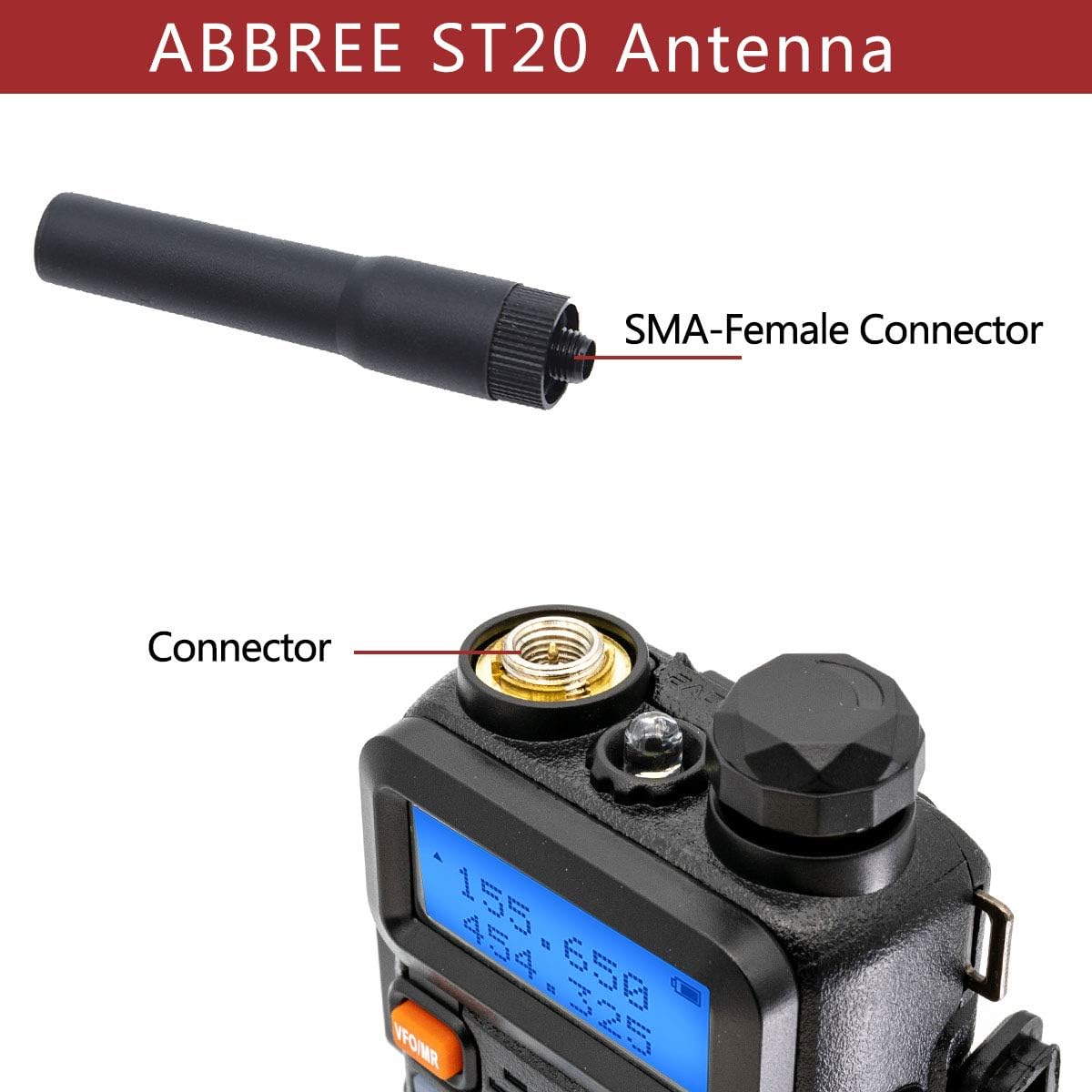 ABBREE – Mini antena de radio de jamón hembra SMA de 2.7 pulgadas de doble banda VHF UHF 144MHz430MHz antena Walkie Talkie para GMRS Radio BAOFENG
