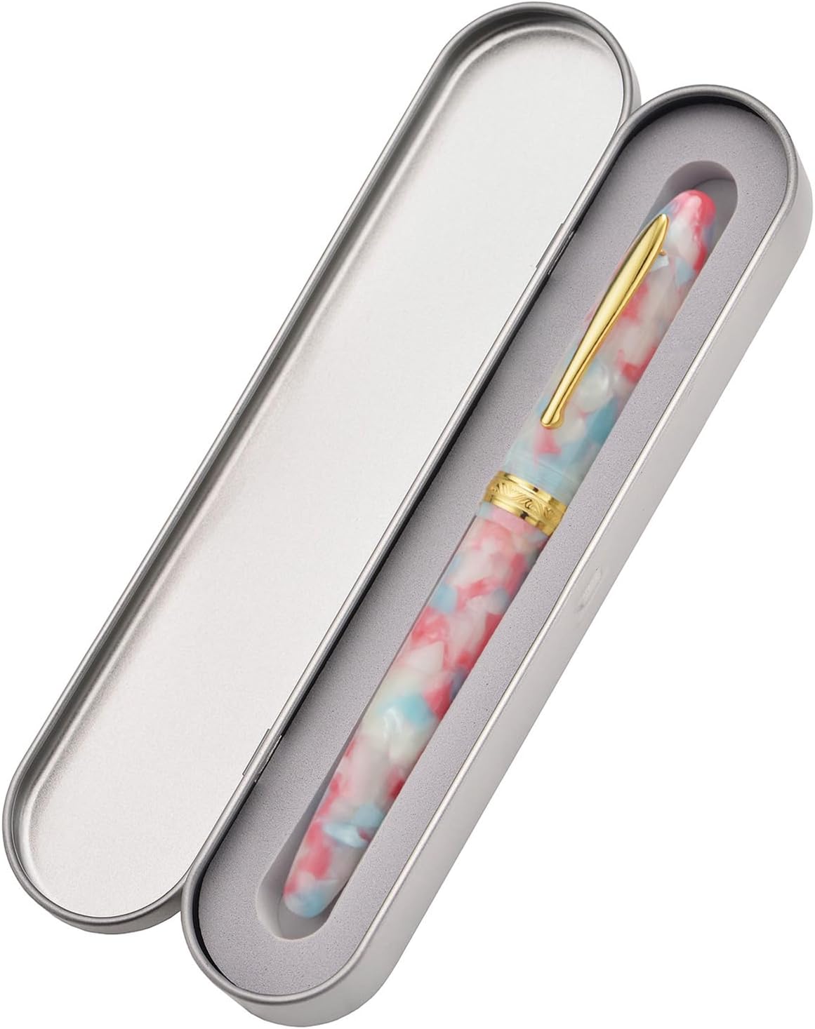 Hongdian N9 – Pluma estilográfica, punta extra fina, borde dorado, color caramelo fresco y diseño acrílico con convertidor y juego de caja de