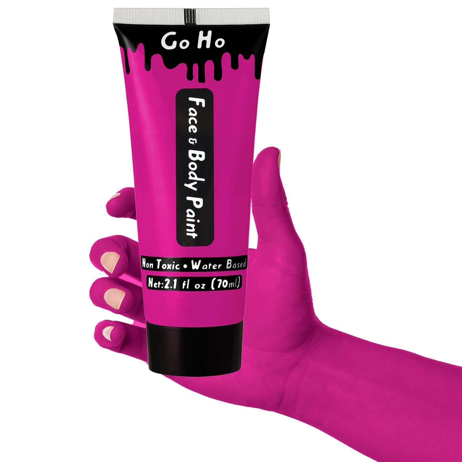 Go Ho Pintura corporal rosa intenso oscuro lavable (2.37 onzas, 2.4 fl oz), pintura facial rosa intenso a base de agua, pintura facial rosa para SFX