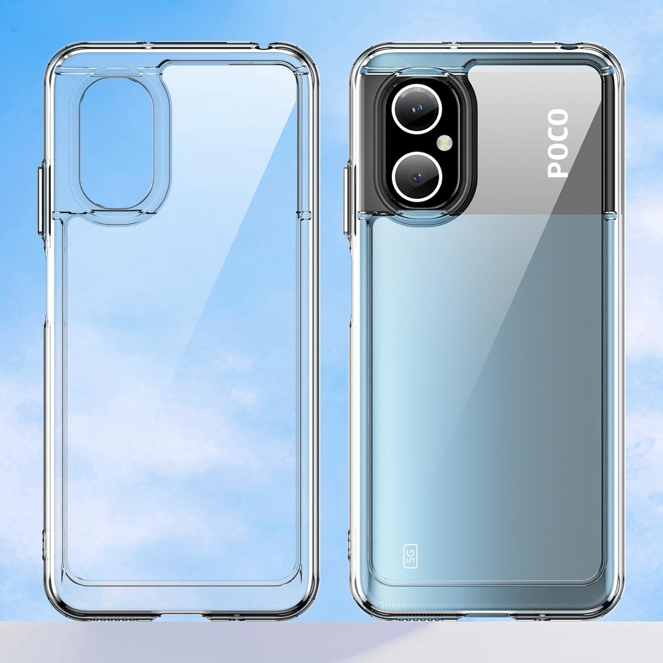 GTBDEKI Funda transparente para Poco M5 4G, Poco M4 5G 22071219CG funda con protector de pantalla, antiarañazos, a prueba de golpes, de
