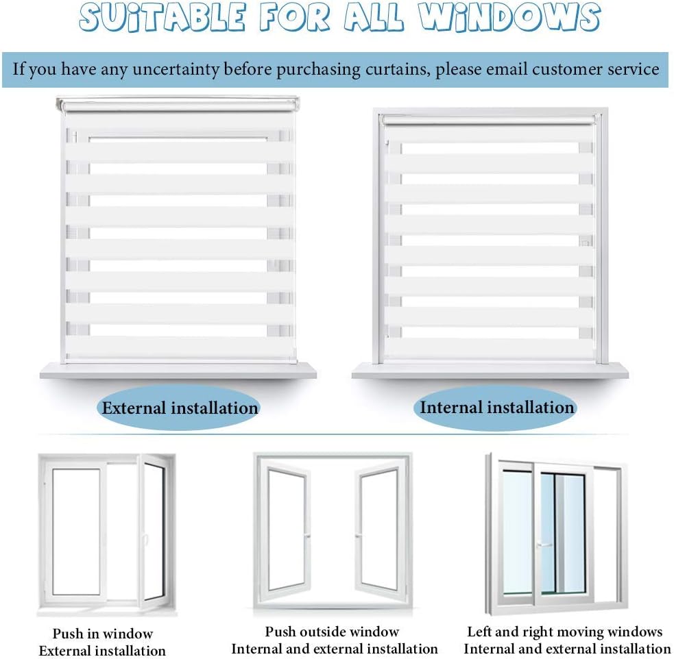 SEEYE – Estores para ventana, para el día o la noche, cortinas de doble capa, fáciles de instalar