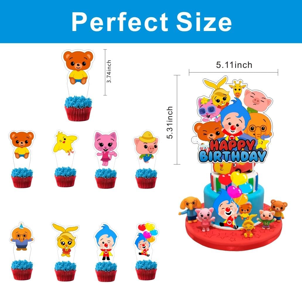 Las decoraciones de fiesta de cumpleaños de Plim Plim incluyen 25 piezas de decoración para pasteles y cupcakes para suministros de fiesta de