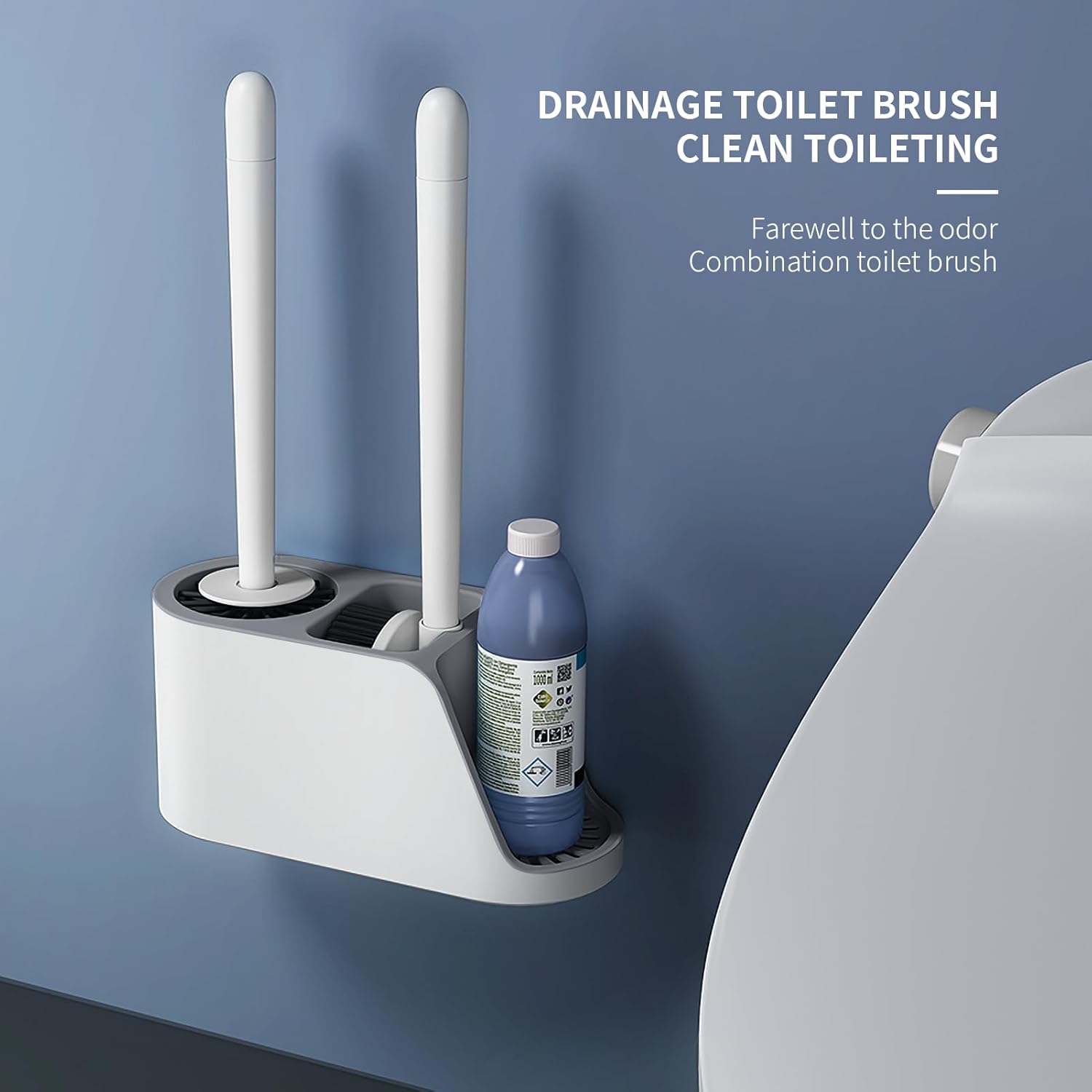 Combo de cepillo de inodoro de silicona y cepillo de limpieza giratorio para limpieza de baño, juego de cepillos de inodoro, cepillo limpiador de