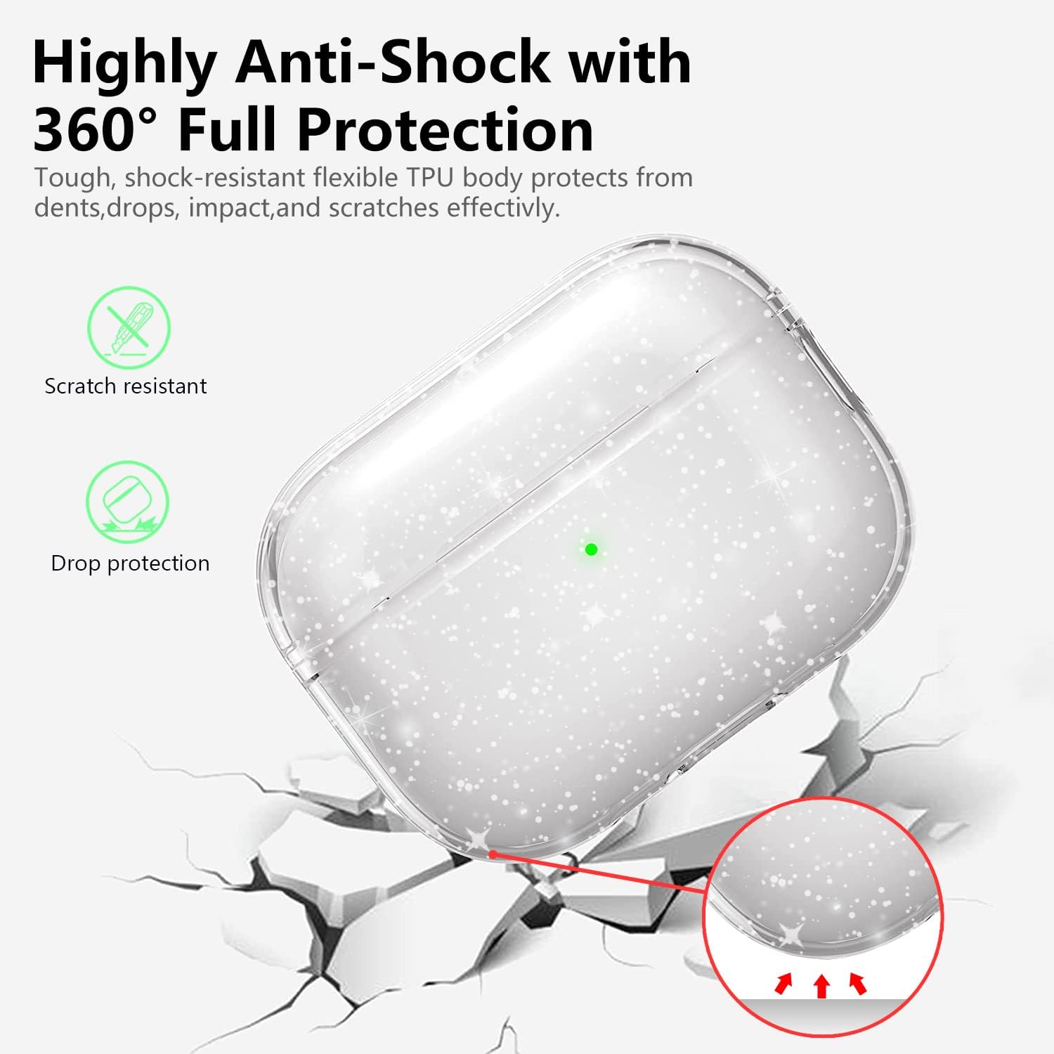 Aircawin Funda transparente para Airpods Pro 2, funda transparente de TPU suave para Airpods Pro de 2 generación, funda protectora completa,
