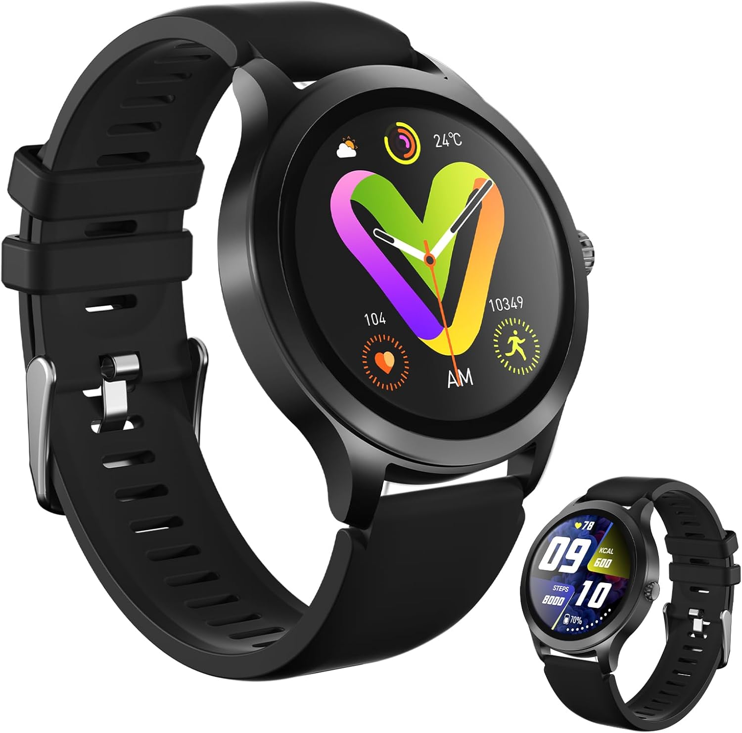 Gydom Rastreador de actividad física, reloj inteligente de 1.32 pulgadas con notificación de mensajes de llamada telefónica, impermeable IP68,