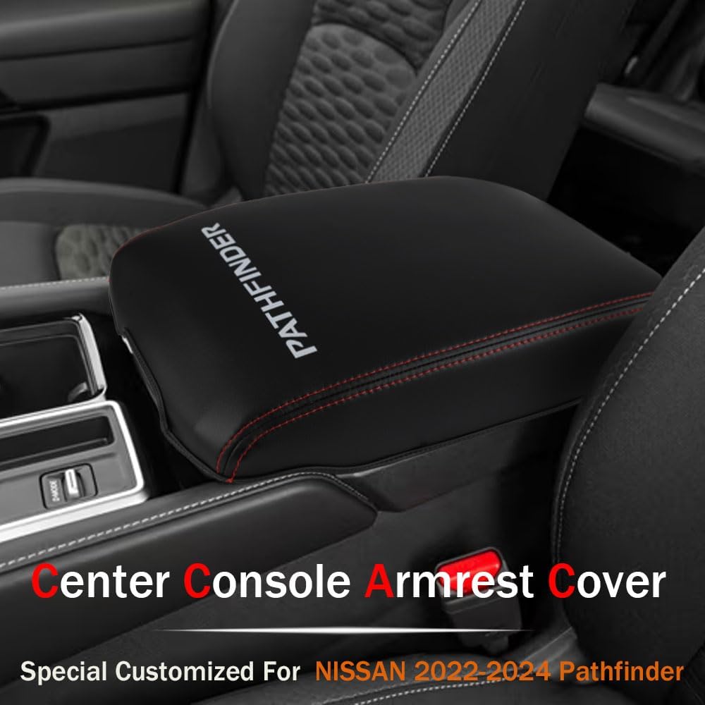 LEXLEY Funda protectora de piel resistente al agua y antiarañazos para Nissan 2022, 2023, 2024, Pathfinder, costuras rojas
