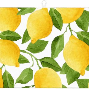 Beabes Tapete de secado de platos de pintura de limón, tapete de secado amarillo para encimera de cocina, 18 x 24 pulgadas, tapete plegable de Beabes Tapete de secado de platos de pintura de limón, tapete de secado amarillo para encimera de cocina, 18 x 24 pulgadas, tapete plegable de