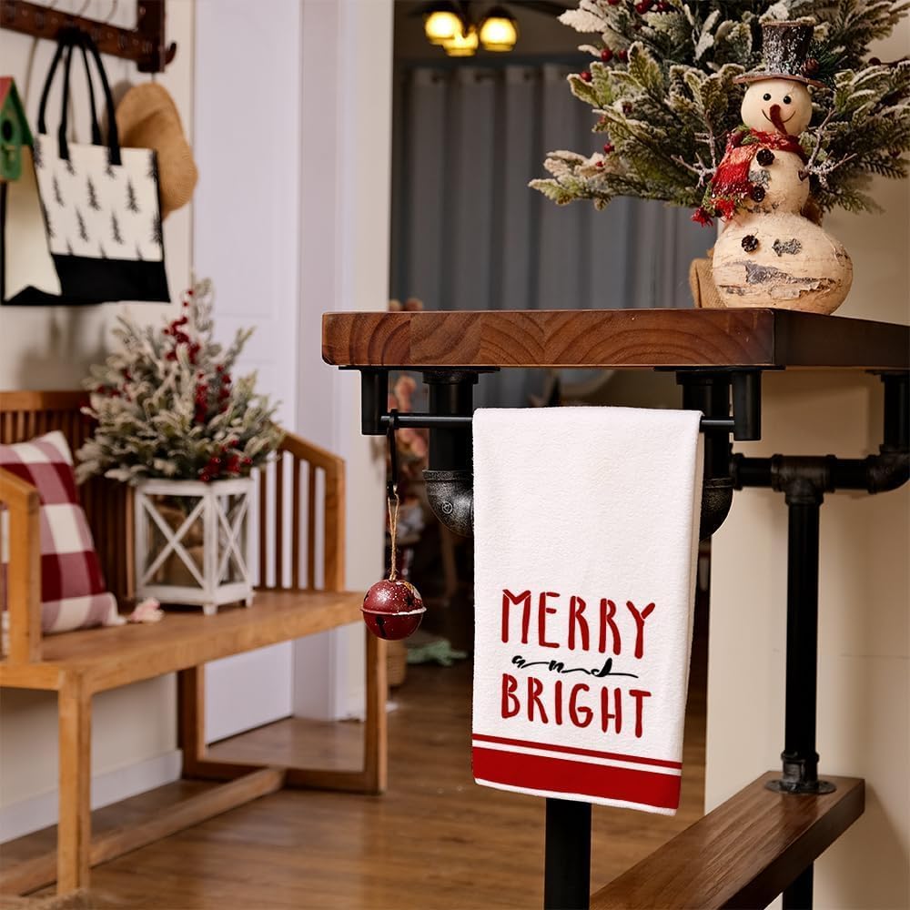 ARKENY Hoilday AD102 – Juego de 2 paños de cocina de árbol de Navidad rojo de 18 x 26 pulgadas, decoración del hogar de granja Hoilday