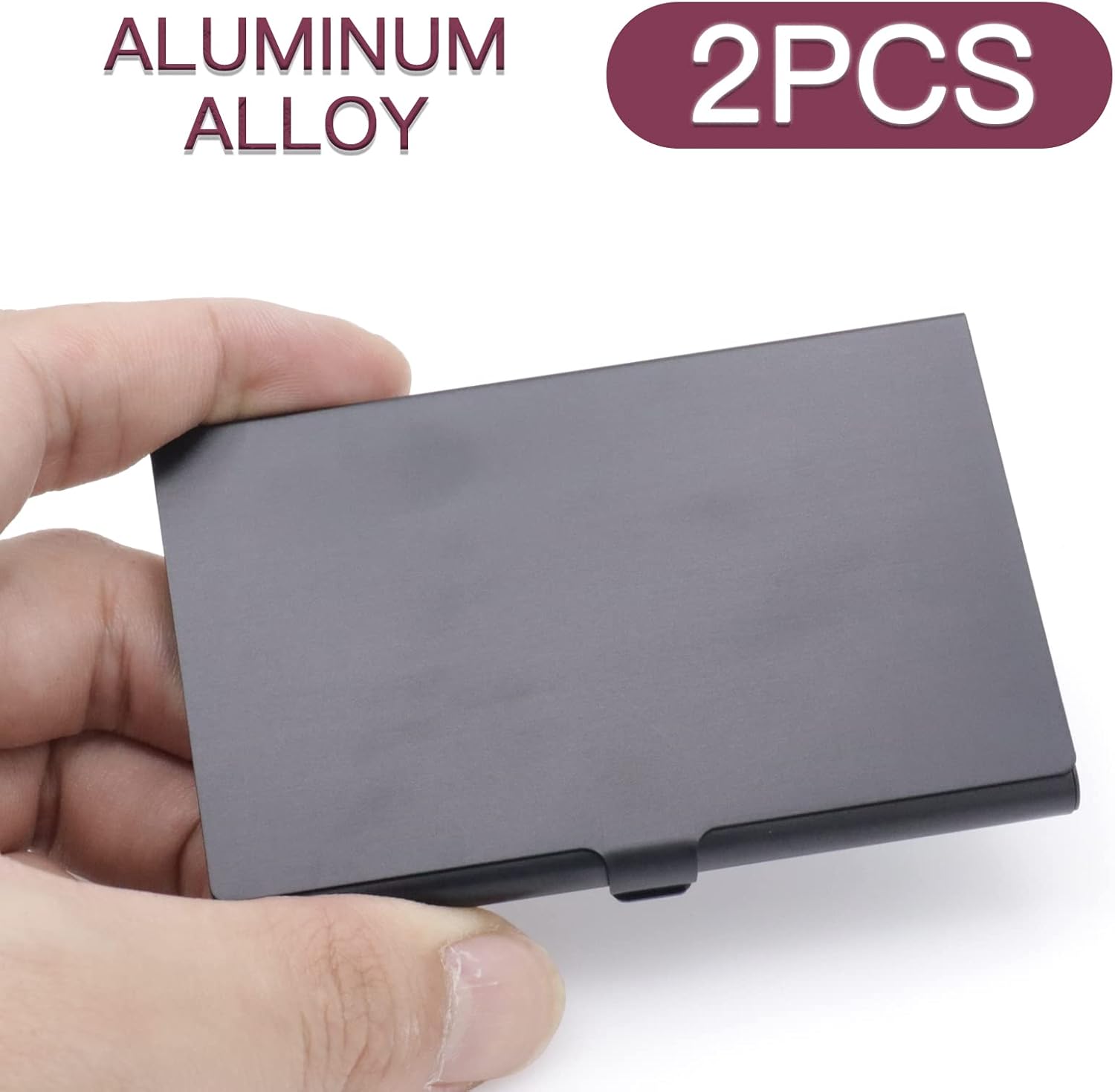 Joyangy Paquete de 2 tarjeteros de metal dorado, funda para tarjetas de visita de aleación de aluminio, funda abatible de bolsillo delgado,